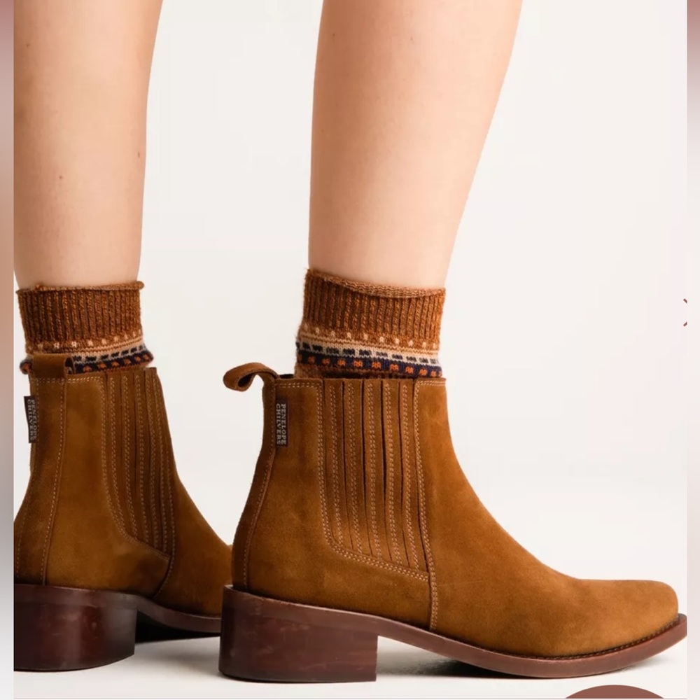 NWT! Penelope Chilvers Mod Suede Boot - Brown - Picture 3 of 15